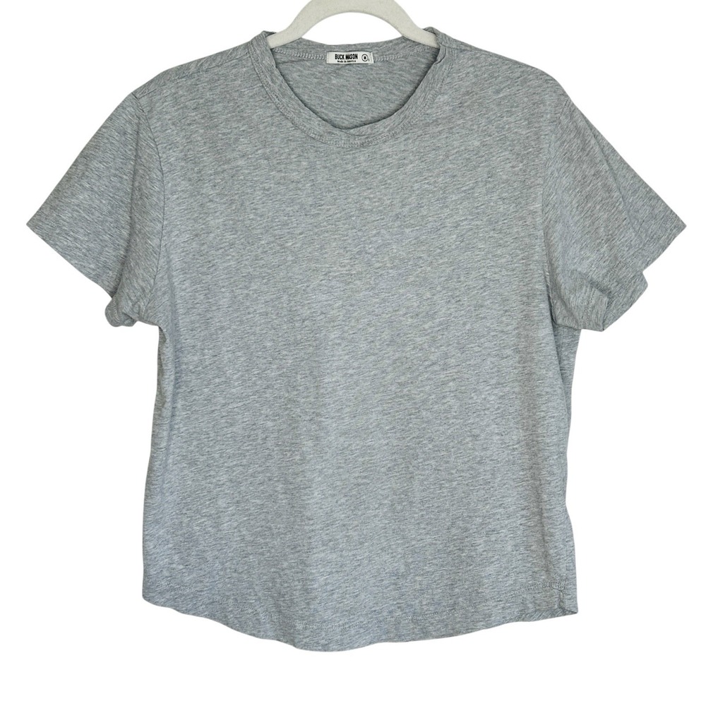 Buck Mason Slub Curved Hem Tee T Shirt Medium Crewneck Short Sl Cotton Gray USA